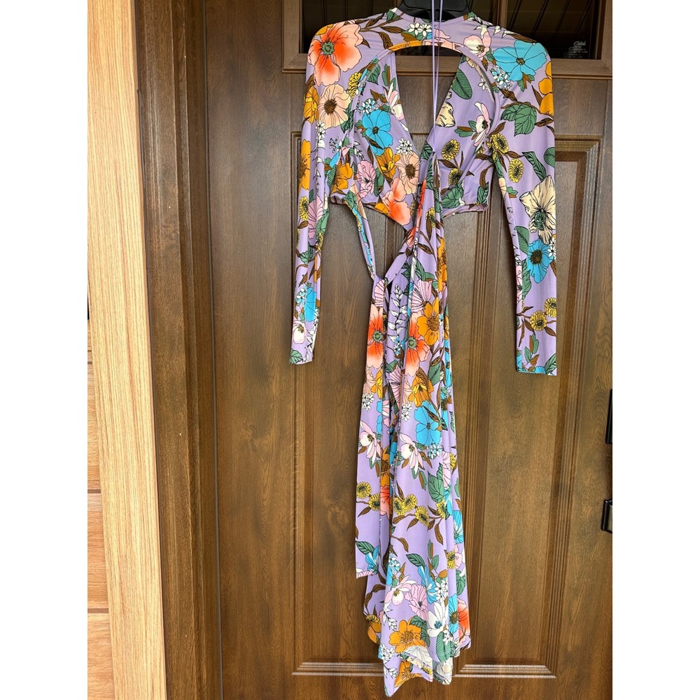 AFRM Women's Maxi Retro Floral Cut Out Festival Dress SZ XS - Picture 2 of 5